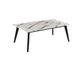 Rectangle Faux Marble Top Coffee Table in Black And White