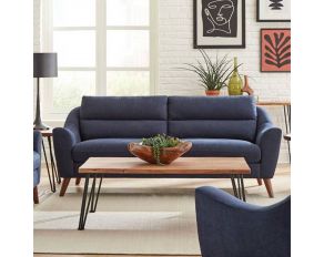 Gano Sloped Arm Upholstered Sofa in Navy Blue