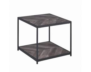 Meagan Chevron End Table in Rustic Grey Herringbone