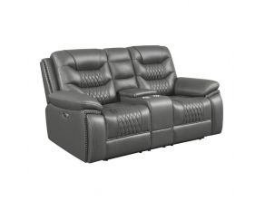 Flamenco Tufted Upholstered Power Loveseat with Console Charcoal