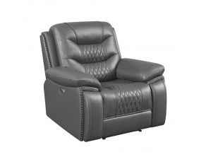 Flamenco Tufted Upholstered Power Recliner in Charcoal