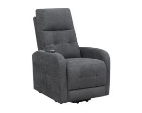Tufted Upholstered Power Lift Recliner in Charcoal