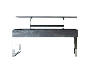 Baines Lift Top Storage Coffee Table in Dark Charcoal and Chrome