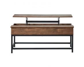 Byers Black Coffee Table with Hidden Storage in Brown Oak and Sandy Black