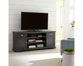 Ocean Isle 72 Inch Entertainment TV Stand in Slate Finish with Weathered Pine