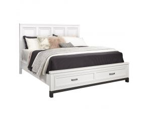 Hyde Park Contemporary Queen Panel Storage Bed in White Paint