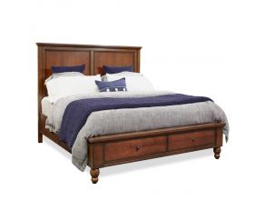 Cambridge Traditional Queen Panel Storage Bed in Brown Cherry
