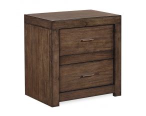 Modern Loft 2 Drawer Nightstand with Power in Brownstone