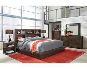 Modern Loft Platform Bedroom Set In Brownstone