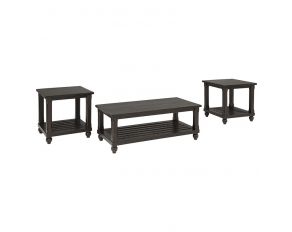 Ashley Furniture Mallacar 3Pc Occasional Table Set in Black