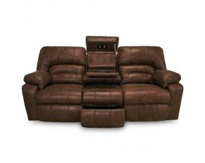 Franklin Dakota Reclining Sofa with Drop Down Table and Lumbar Massage in Bonanza Smokey