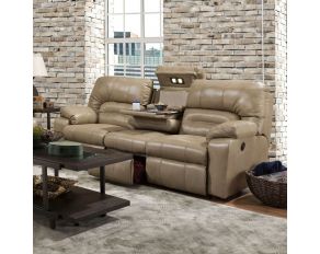 Franklin Dakota Reclining Sofa with Drop Down Table and Lumbar Massage in Oregon Tail Putty