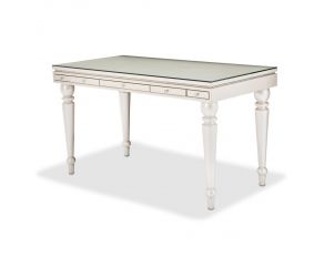 Glimmering Heights Writing Desk with Glass Top in Ivory