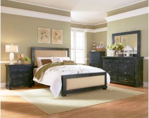 Willow Upholstered Bedroom Collections in Distressed Black