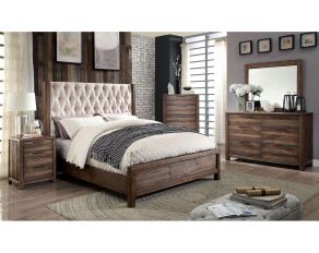 Hutchinson Upholstered Panel Bedroom Collections in Rustic Natural Tone and Beige