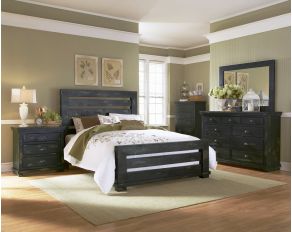 Willow Slat Bedroom Collections in Distressed Black