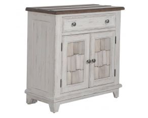 River Place Accent Cabinet in Riverstone White and Tobacco