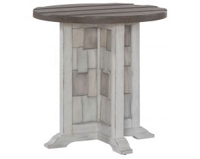 River Place Round Chairside Table in Riverstone White and Tobacco