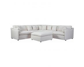 Hobson 5 Piece Reversible Cushion Modular Sectional in Off-White