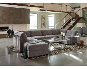 Claude 6 Piece Upholstered Modular Tufted Sectional in Dove