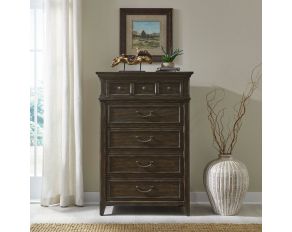 Paradise Valley 5 Drawer Chest in Saddle Brown