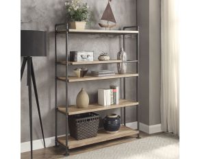 Brantley 5 Tier Bookshelf in Oak and Sandy Black