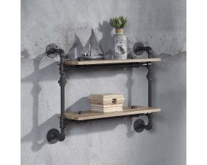 Brantley 2 Tier Wall Shelf in Oak and Sandy Black