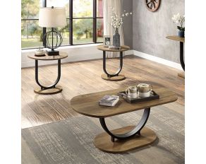 Olbia 3-Piece Coffee Table Set in Rustic Oak and Sand Black