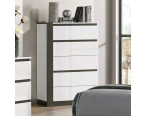 Birsfelden Chest in White and Metallic Gray