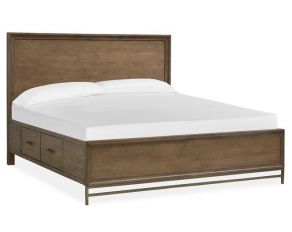 Lindon King Panel Bed with Storage Rails in Belgian Wheat