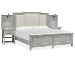 Glenbrook King Wall Bed with Upholstered Headboard in Pebble