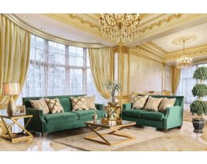 Furniture of America Verdante Living Room Set in Emerald Green