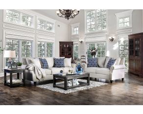 Furniture of America Giovanni Living Room Set in Ivory