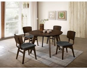 Shayna Round Dining Room Set in Walnut Gray