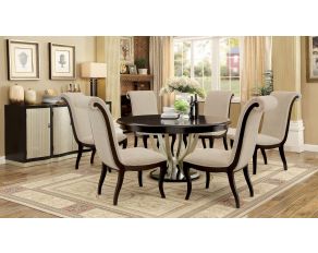 Furniture of America Ornette Round Diningroom Set in Espresso/Champagne