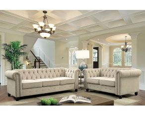 Furniture of America Winifred Living Room Set in Ivory