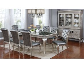 Furniture of America Amina Rectangular Dining Set in Champagne