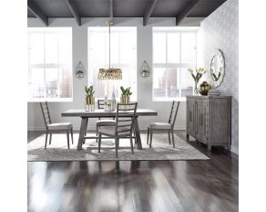 Modern Farmhouse Trestle Dining Room Set in Dusty Charcoal