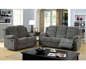 Furniture of America Millville Motion Livingroom Set in Gray Chenille