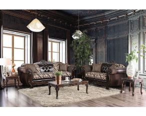 Furniture of America Quirino Living Room Set in Light Brown/Dark Brown