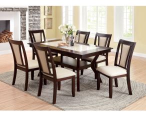 Brent Dining Room Set in Dark Cherry and Ivory