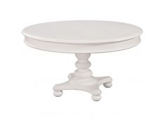 Rodanthe Pedestal Oval Dining Table in Dove White with Rub Through