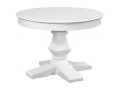 Cottage Traditions Round Pedestal Table with 18 Inch Leaf in Clean White Cottage Finish