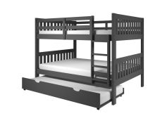 Mission Full over Full Bunk Bed with Twin Trundle Bed in Dark Grey