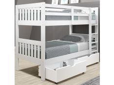 Mission Twin over Twin Bunk Bed with Dual Underbed Storage in White