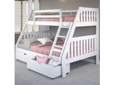 Mission Twin over Full Bunk Bed with Dual Underbed Drawers in White