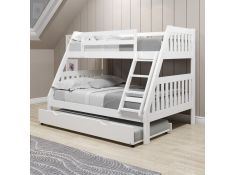 Mission Twin over Full Bunk Bed with Trundle Bed in White