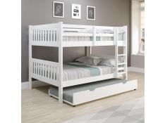 Mission Full over Full Bunk Bed with Twin Trundle Bed in White