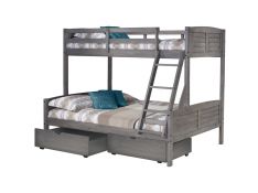 Louver Twin over Full Bunk Bed with Dual Underbed Drawers in Antique Grey