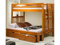 Tall Mission Twin over Full Bunk Bed in Honey